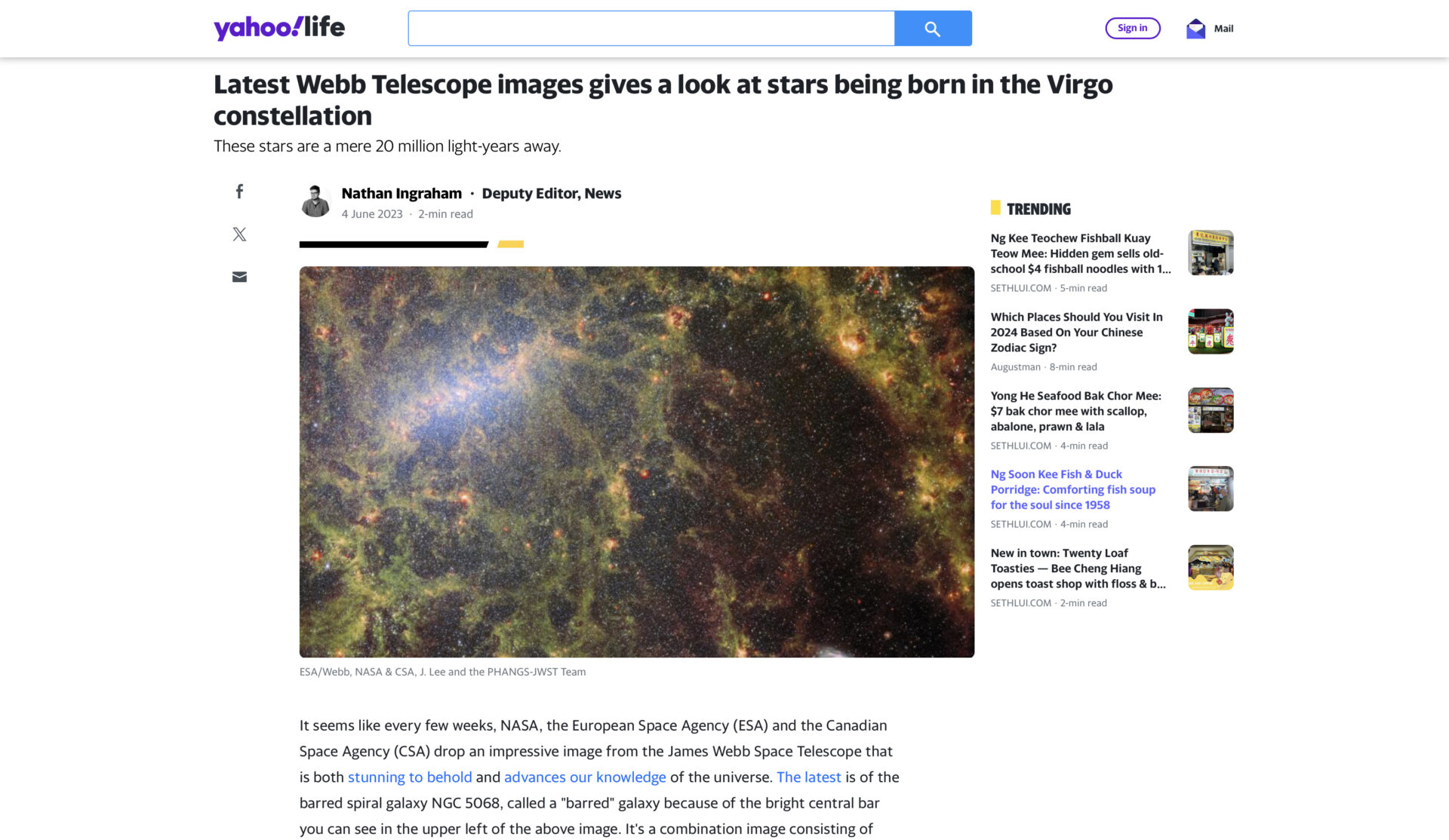 Latest Webb Telescope images gives a look at stars being born in the Virgo constellation